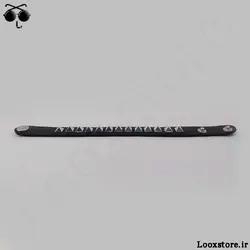 دستبند طرح پانکی نقره ای چرم