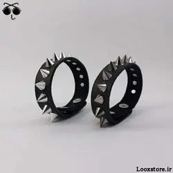 دستبند چرمی نازک با اسپایک های ریز