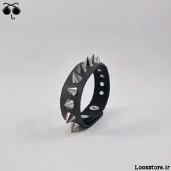 دستبند چرمی نازک با اسپایک های ریز