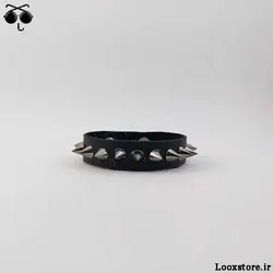 دستبند چرمی نازک با اسپایک های ریز