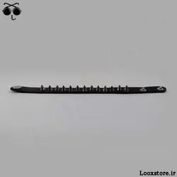 دستبند چرمی نازک با اسپایک های ریز