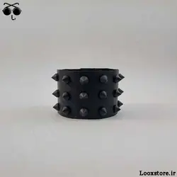 دستبند اسپایک ریز مشکی مات سه ردیف