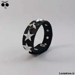 دستبند ستاره ای چرمی طلایی و نقره ای براق