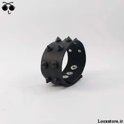 دستبند گنگ اسپایک مشکی ریز دو ردیف