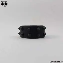 دستبند گنگ اسپایک مشکی ریز دو ردیف
