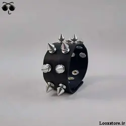 دستبند پانک با اسپایک مدل دار کوچک دو ردیفه