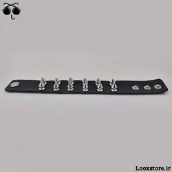 دستبند پانک با اسپایک مدل دار کوچک دو ردیفه