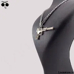 گردنبند نگین دار طرح اسلحه کلت زنجیری