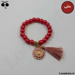دستبند آویز دار دخترانه مهره ای با پلاک