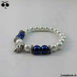 دستبند مروارید جذاب با پلاک اسکلت سواروسکی