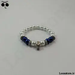 دستبند مروارید جذاب با پلاک اسکلت سواروسکی