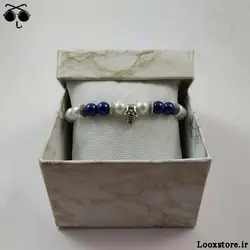 دستبند مروارید جذاب با پلاک اسکلت سواروسکی