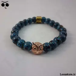 دستبند دوتایی ست مهره ای جغد طلایی