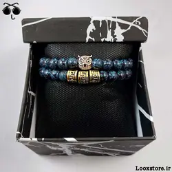 دستبند دوتایی ست مهره ای جغد طلایی