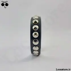 دستبند پانک راک چرمی یه ردیف دایره ای