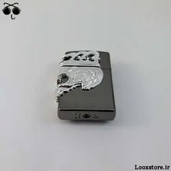 فندک طرح اسکلت مشکی و نقره ای زیپو گازی