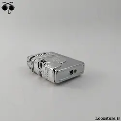 فندک طرح اسکلت مشکی و نقره ای زیپو گازی