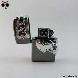 فندک طرح اسکلت مشکی و نقره ای زیپو گازی
