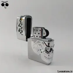 فندک طرح اسکلت مشکی و نقره ای زیپو گازی
