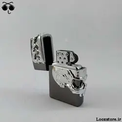 فندک طرح اسکلت مشکی و نقره ای زیپو گازی