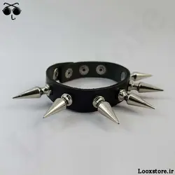 دستبند پانک یه ردیف با اسپایک درشت