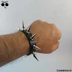 دستبند پانک یه ردیف با اسپایک درشت