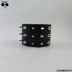 دستبند تیغ دار چرم سه ردیف