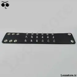 دستبند تیغ دار چرم سه ردیف