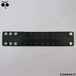 دستبند تیغ دار چرم سه ردیف