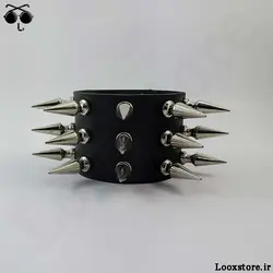 دستبند پانک راک چرمی سه ردیف