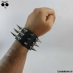 دستبند پانک راک چرمی سه ردیف