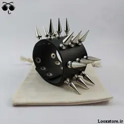 دستبند پانک راک چرمی سه ردیف