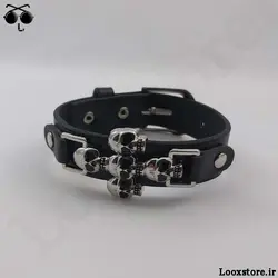 دستبند چرم اسپرت با طرح خانواده اسکلت