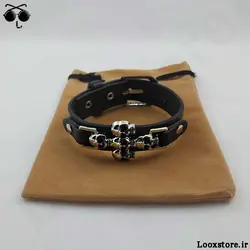 دستبند چرم اسپرت با طرح خانواده اسکلت