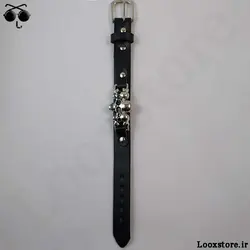 دستبند چرم با طرح 3 کله اسکلت (لاتی)