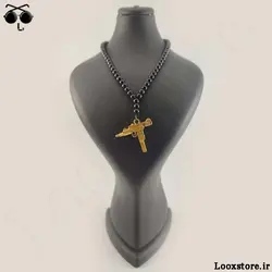 گردنبند اسلحه یوزی طلایی