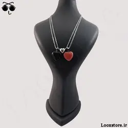 گردنبند ست دونفره قلب مگنتی مشکی صورتی