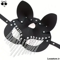 ماسک چرم مشکی زنجیردار زنانه