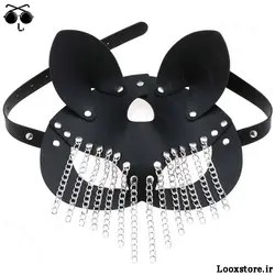 ماسک چرم مشکی زنجیردار زنانه