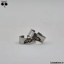 انگشتر ست مکمل طرح پروانه لونا نقره ای