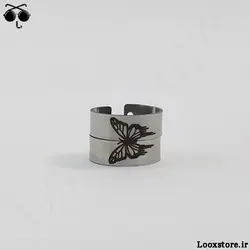 انگشتر ست مکمل طرح پروانه لونا نقره ای