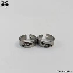 انگشتر ست مکمل طرح پروانه لونا نقره ای