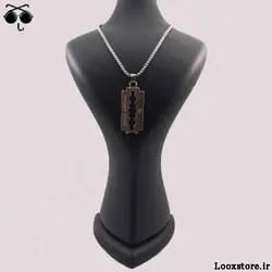 گردنبند طرح تیغ نقره ای با زنجیر استیل