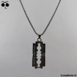 گردنبند طرح تیغ نقره ای با زنجیر استیل