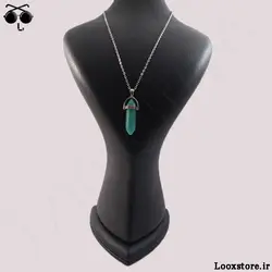 گردنبند با پلاک منشور شب تاب سبز (آبی شو)