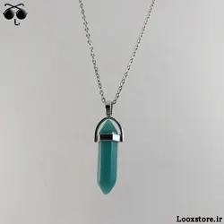 گردنبند با پلاک منشور شب تاب سبز (آبی شو)