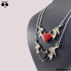 گردنبند ست عاشقانه قلب بالدار قرمز و مشکی