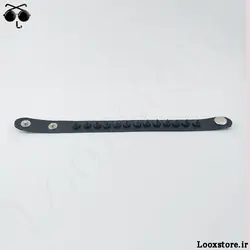 دستبند یک ردیف چرم با اسپایک مشکی مات