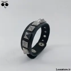 دستبند پانک یه ردیف مشکی جذاب