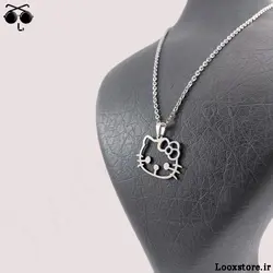 گردنبند کیوت دخترانه با پلاک کیتی (دو تکه)